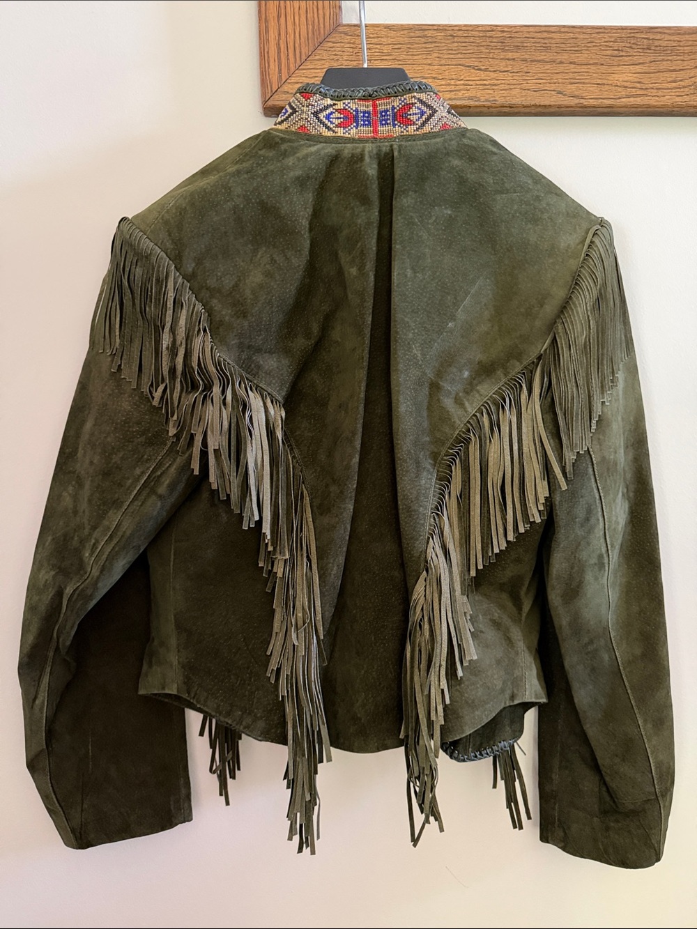 NWOT Diamond Leathers Vintage Western Bone Bead Fringe Leather Jacket | 10 - Picture 3 of 12